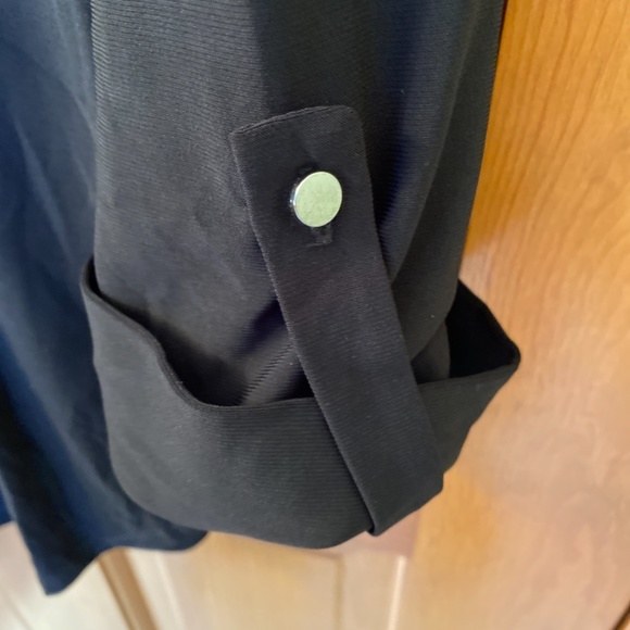 Black flowy blouse with a velvet embossed yoke -size small - Picture 5 of 6